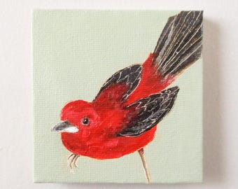 brazilian tanager / original painting on canvas