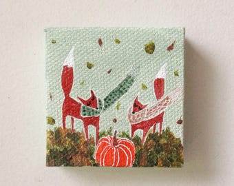 windy pumpkin / original art painting on canvas