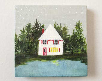 goodnight lake / original painting on canvas