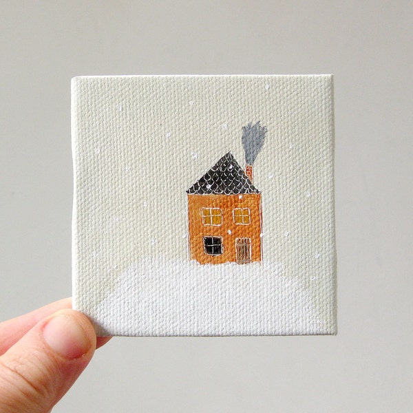 a snowy day / original painting on canvas