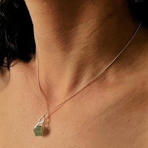 Handmade Sterling Silver Aventurine Necklace - Wire Wrapped Gemstone Pendant