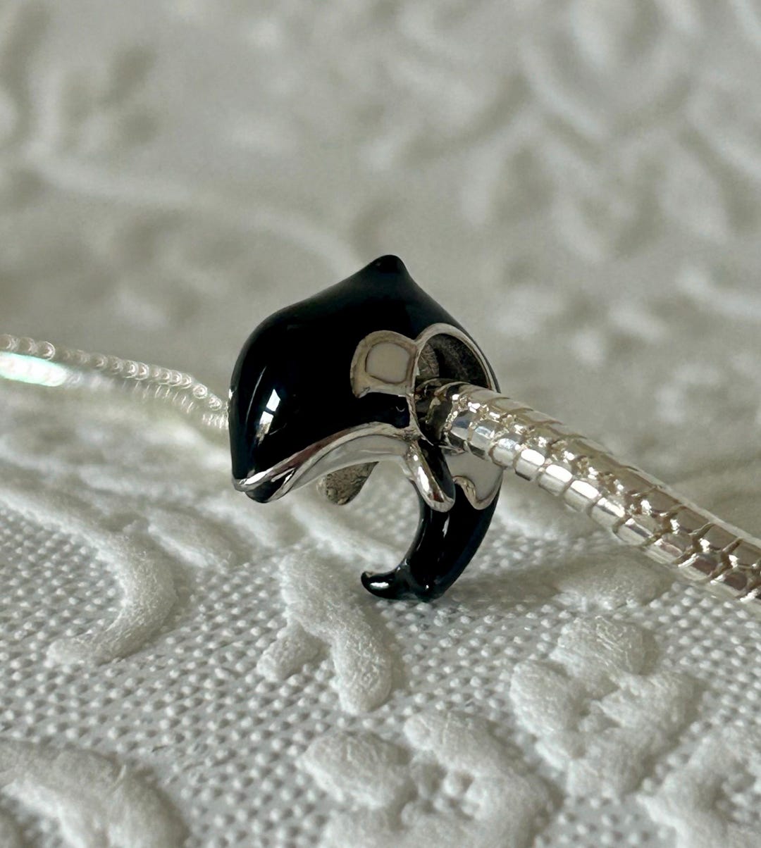 3D Orca Killer Whale Sterling Silver Pendant Bracelet Charm, S925