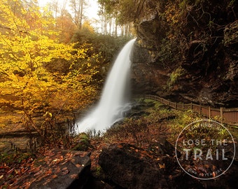 Dry Falls Path - Dry Falls, Highlands NC, Autumn Waterfall