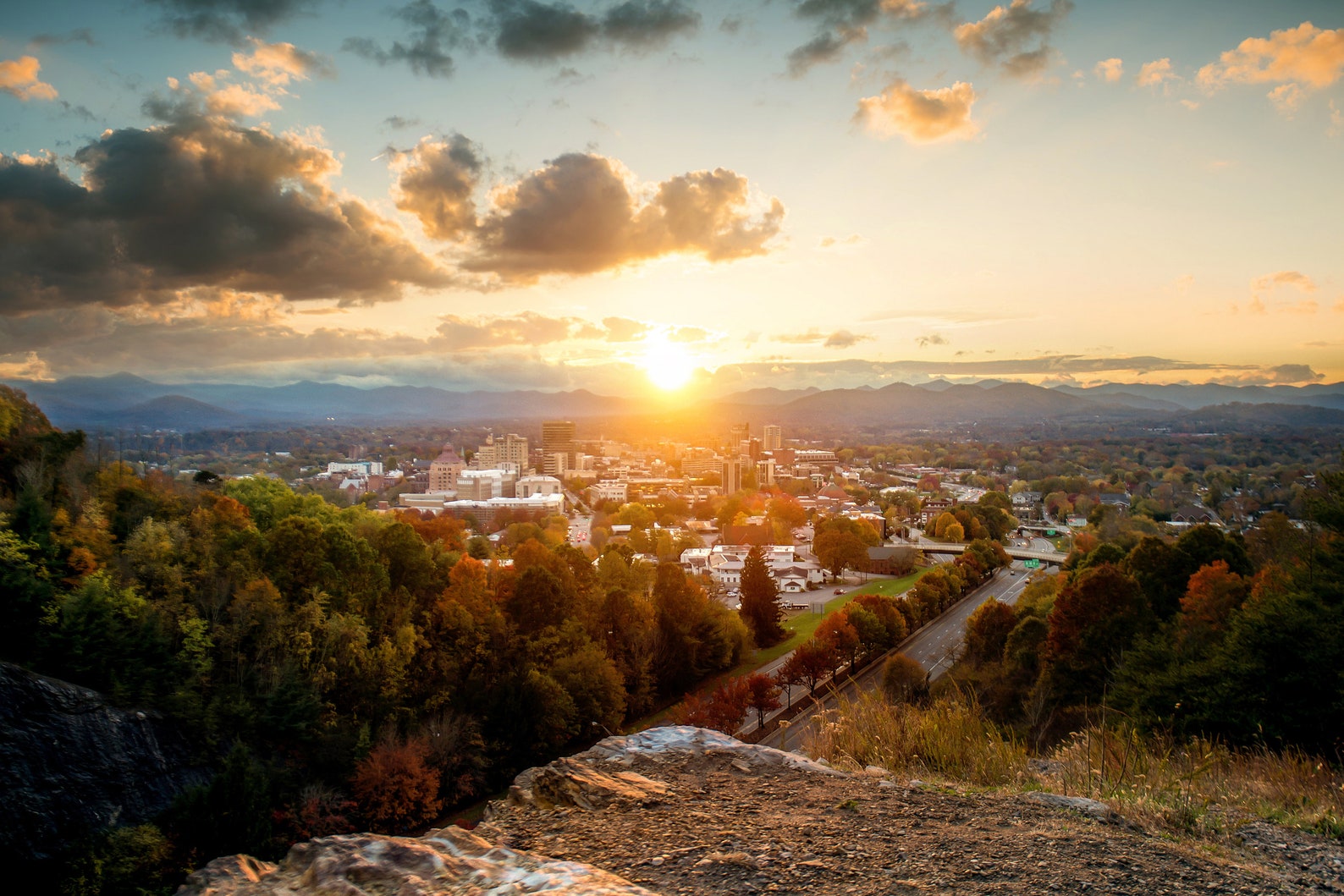 The Cut Asheville, NC Sunset Downtown Asheville in the Western North