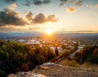 The Cut - Asheville, NC Sunset - Downtown Asheville in the Western North Carolina Mountains