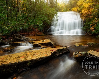John's Jump Falls - Waterfall, Cashiers NC, Autumn Waterfall