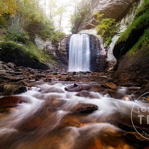 Looking Glass Falls - Waterfall, Pisgah National Forest, Autumn Waterfall