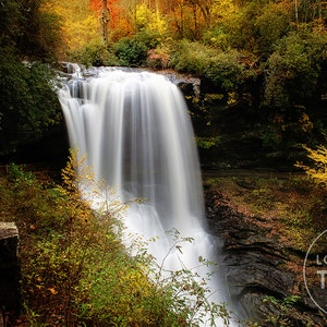 Dry Falls in Autumn - Dry Falls, Highlands NC, Autumn Waterfall