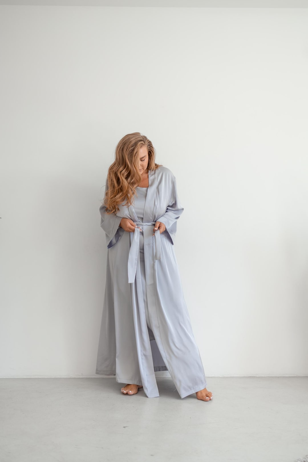 Stylish Robe Chic Silk Robe for Her - Stylish Women's Kimono Dressing Gown - Etsy