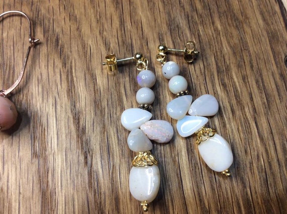 Australian opal gold earrings