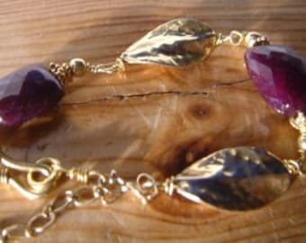 Ruby  bracelet. Thai Karen gold vermeil.