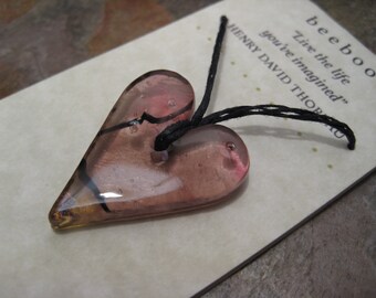 Fused Glass Heart Pendant SRA Artisan Beth Mellor Beeboo