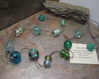 Orphan Beads Knotted Necklace by Glass Artisan Beth Mellor Beeboo