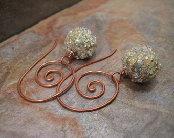 Glass with Copper (Earrings) by Beth Mellor Beeboo