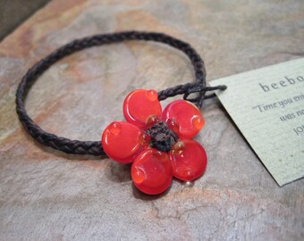 Braided Linen with Glass Flower and Bracelet by Beth Mellor Beeboo