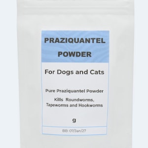 Pure Praziquantel Powder Worming for Dogs and Cats, Body and Gill Flukes Treatment, Dewormer, Parasite Treatment