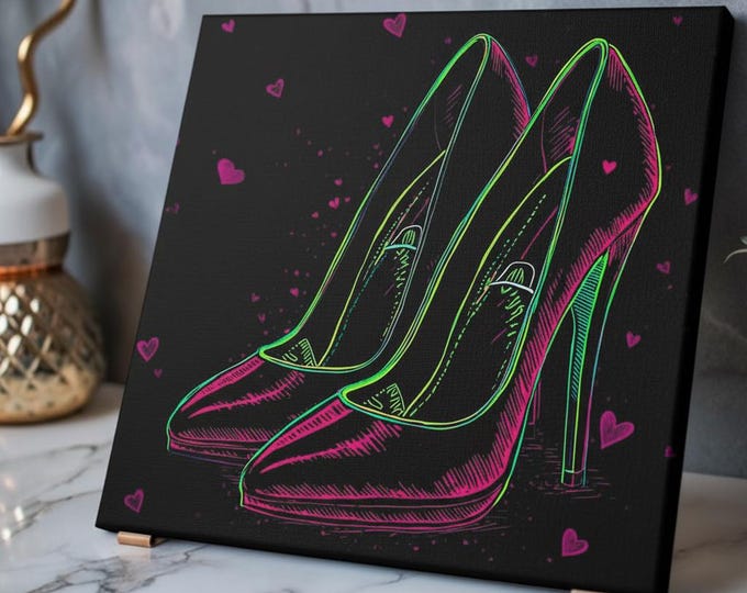 Neon High Heels Acrylic Print | French Cleat Wall Art