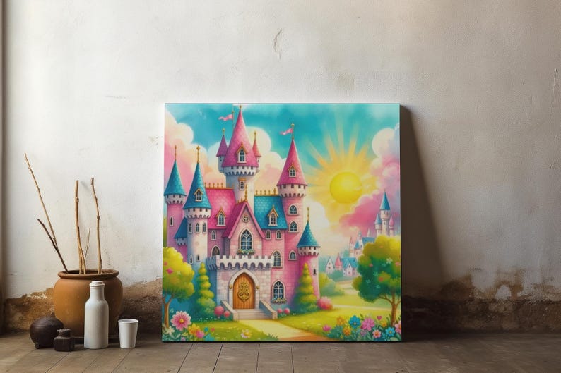 Enchanting Castle Canvas Wall Art: Whimsical Kids Room Decor (14x14) - Etsy