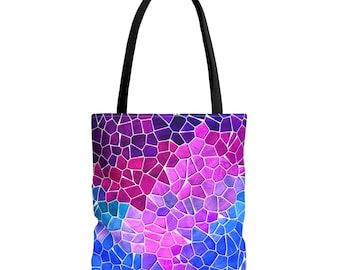 Colorful Mosaic Gradient Tote Bag | Vibrant Stained Glass Pattern