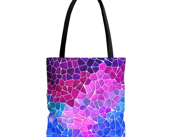 Colorful Mosaic Gradient Tote Bag | Vibrant Stained Glass Pattern