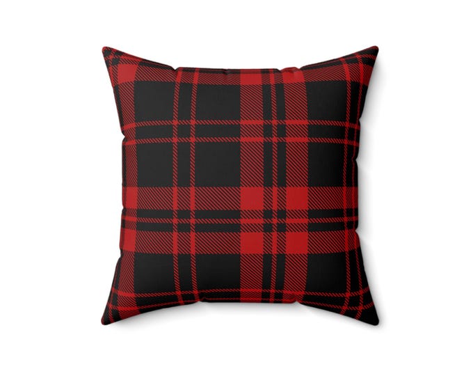 Plaid Square Pillow: Rustic Farmhouse Decor Accent (16x16)