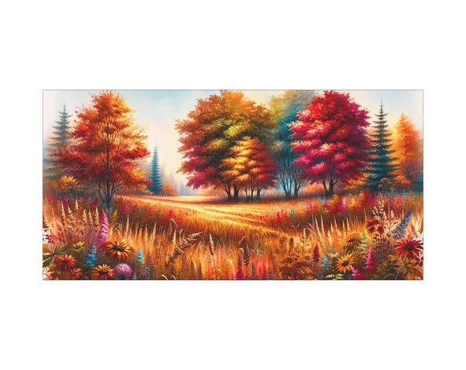 Autumn Landscape Canvas: Cinnamon Park Matte Wall Art (30x15)