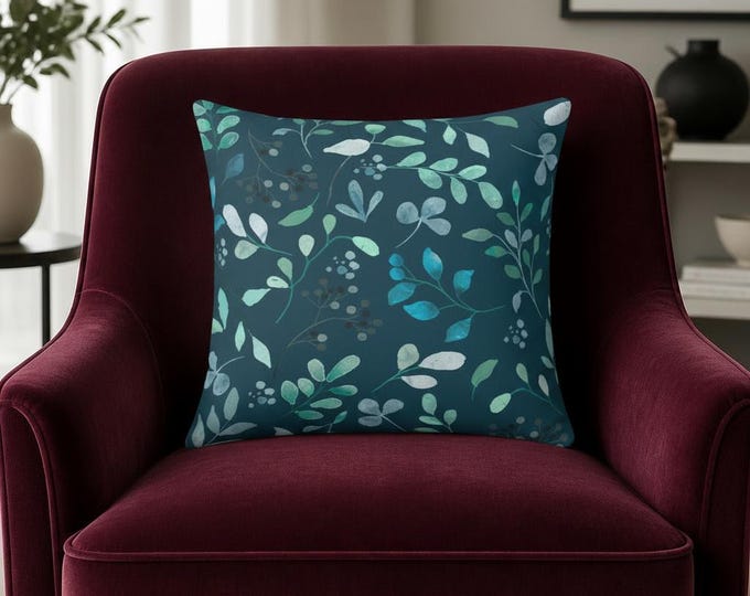 Prussian Vines Pillow: Botanical Home Decor Accent - 16x16 Square