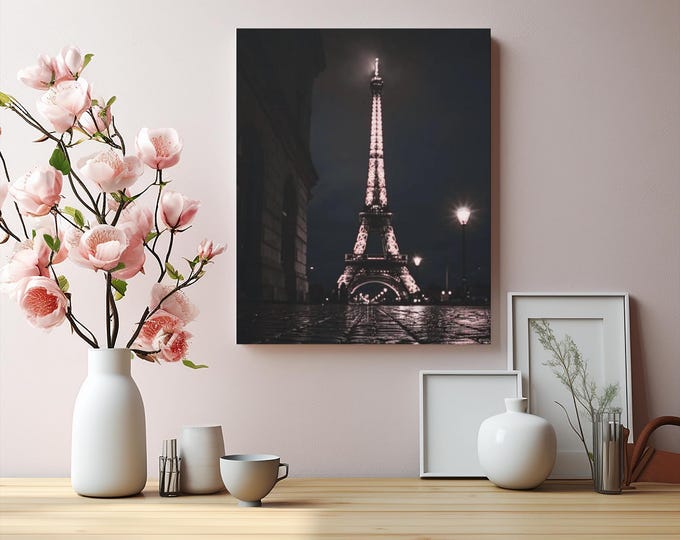Eiffel Tower Canvas Art: Parisian Black & White Photography, 16x20
