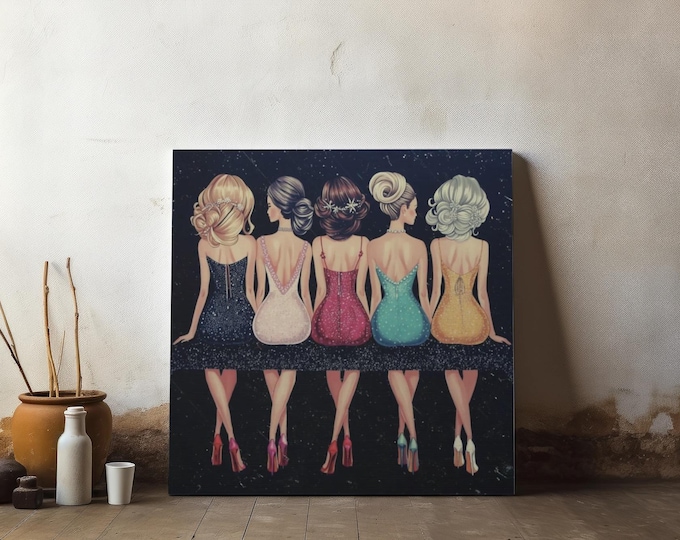 Frosted Glam Girls Reunion Abstract Matte Canvas Wall Artwork