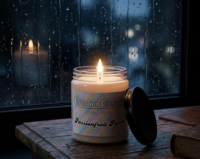 Passionfruit Punch Natural Soy Wax Candle Jar 9oz | Tropical Scent | Hand Poured | Vegan
