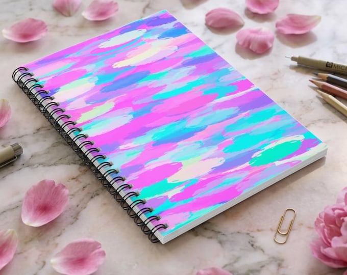 Pastel Watercolor Brushstrokes Notebook | Spiral Ruled Journal