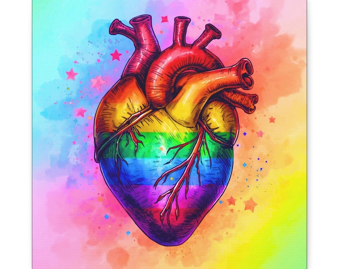 Rainbow Canvas Wall Art: Vibrant Abstract Home Decor, LGBTQ+ Pride Gift