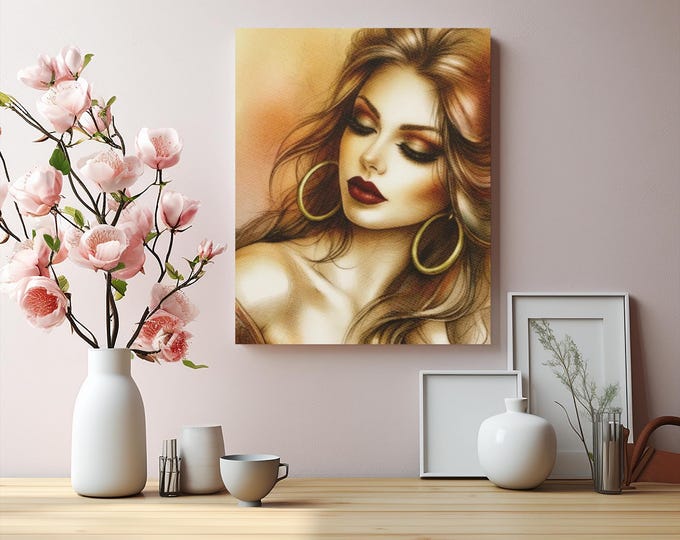 Elegant Portrait of Woman Matte Canvas