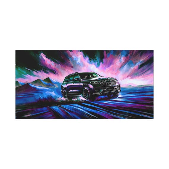 Abstract SUV Matte Canvas Art: Modern Automotive Decor (30x15)