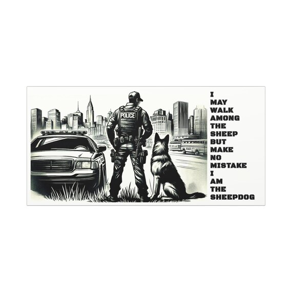 Sheepdog Law Enforcement Canvas Art: Police Officer Gift, Brother in Blue Decor