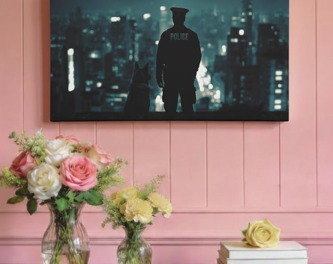 Officer & K9 Canvas: Law Enforcement Appreciation Wall Art