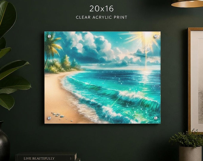 Tropical Beach Seascape Acrylic Print | French Cleat Hanging