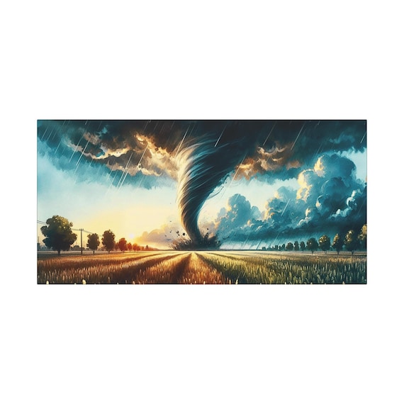 Tornado Canvas Wall Art: Stormy Weather Landscape, Nature Photography (30x15)