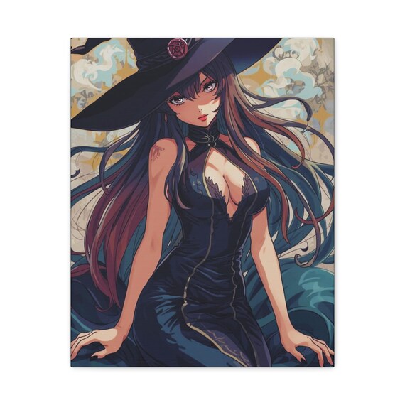 Bewitched Matte Canvas Wall Art: Abstract Witch Decor, 16x20