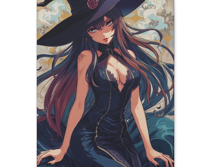 Bewitched Matte Canvas Wall Art: Abstract Witch Decor, 16x20