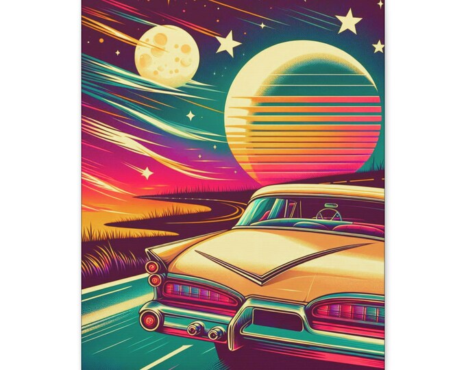 Retro Dream Ride Canvas Wall Art: Nostalgic Car Club Decor