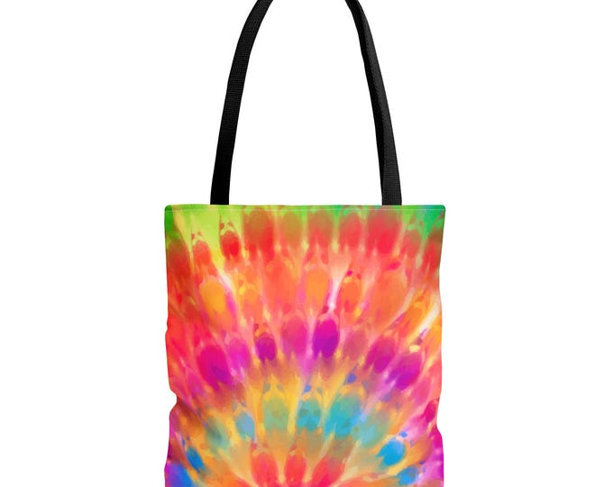 Rainbow Tie Dye Tote Bag | Colorful Spiral Canvas Tote