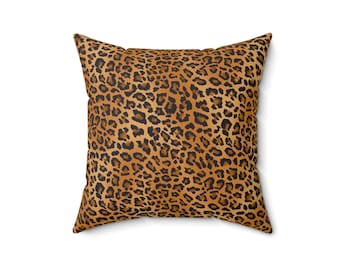 Leopard Throw Pillow: Spun Polyester Accent Cushion, 16x16