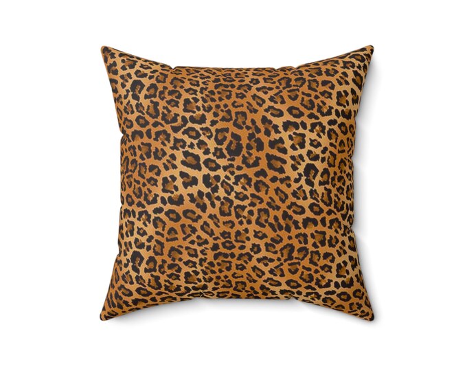 Leopard Throw Pillow: Spun Polyester Accent Cushion, 16x16