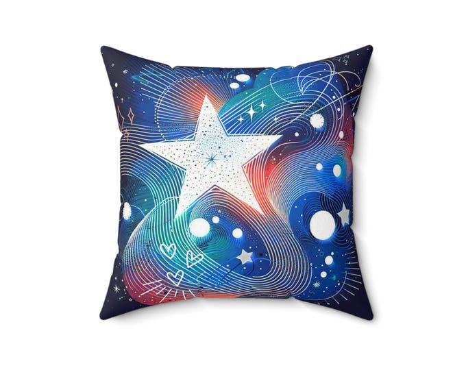 Blue Galaxy Throw Pillow: Celestial Spun Polyester Cushion