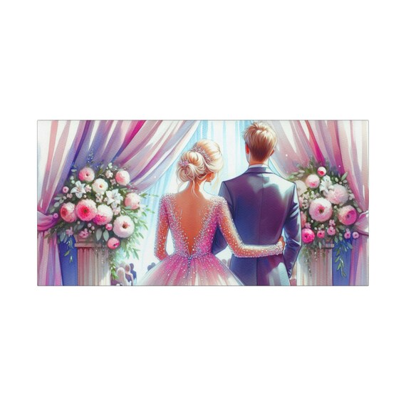 Bridal Couple Canvas Piece: Romantic Wedding Decor, Anniversary Gift
