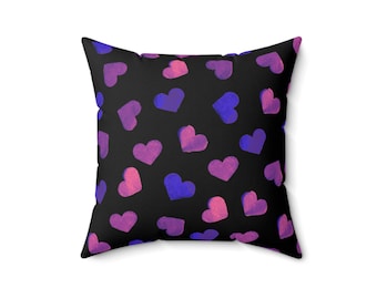 Heart Pattern Decorative Pillow, Black & Pink Sofa Cushion