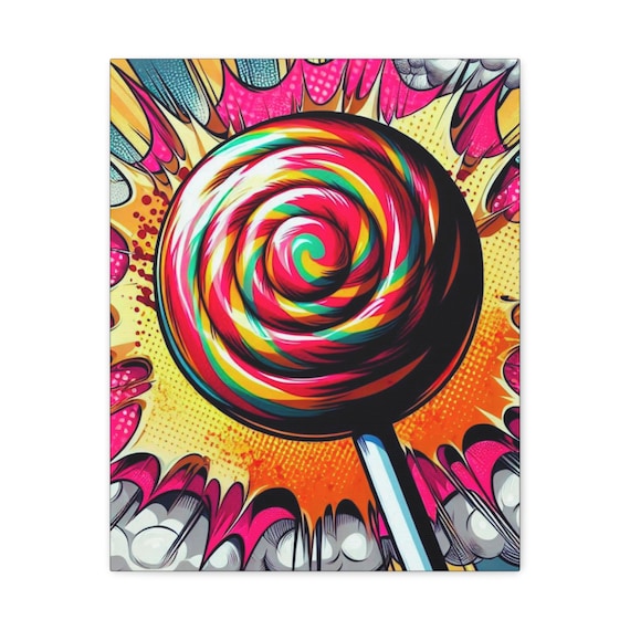 Lollipop Swirl Canvas Wall Art: Vibrant Whimsical Decor