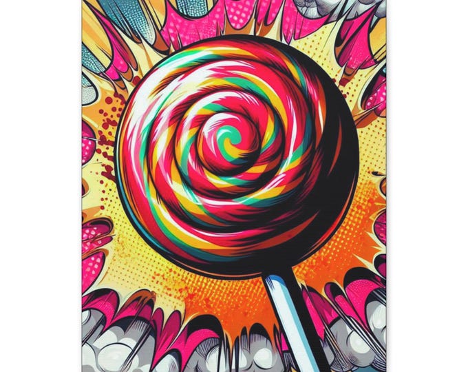 Lollipop Swirl Canvas Wall Art: Vibrant Whimsical Decor