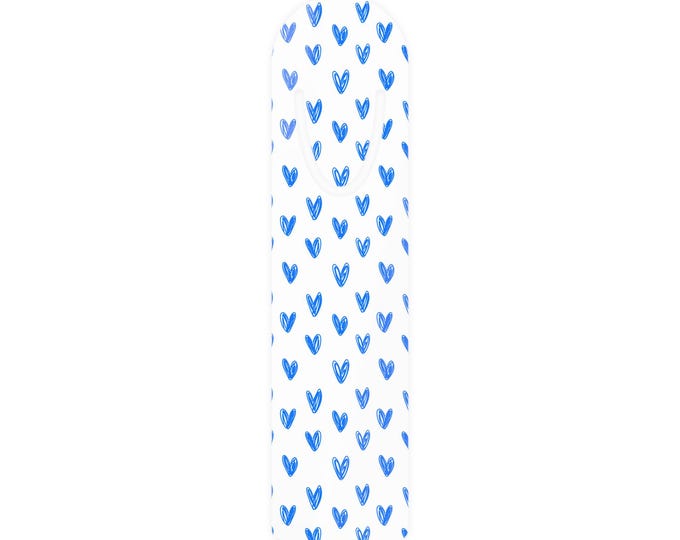 Blue Watercolor Hearts Bookmark | Metal Corner Page Marker